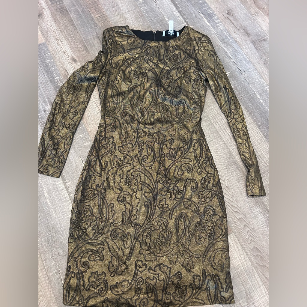 Badgley Mischka Bronze Long Sleeve Dress